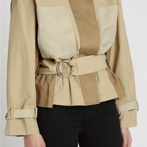 Frame Denim Two-Tone Beige Utility Jacket in Tan size S